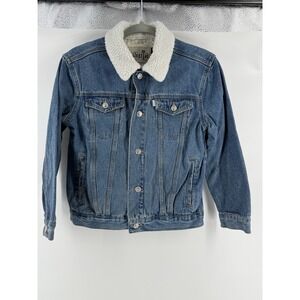 VTG Levi's Silver Tab Trucker Jean Jacket Youth 10-12‎ yrs Denim Sherpa Collar